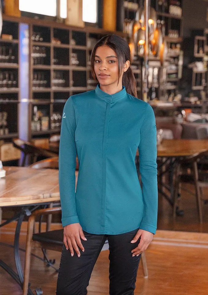 Karlowsky Fashion Kochjacke KARLOWSKY Damen Kochjacke DIAMOND-CUT® Avantgarde Slim Petrol, Blau, – Produktbild 1 von 4