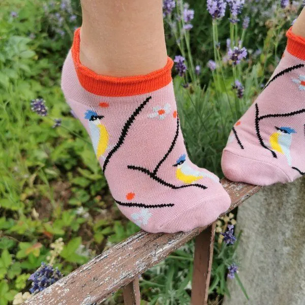 Fräulein Prusselise Fräulein Prusselise Meise Sneaker Socke, rosa, Vogel, nature, bunt gemustert – Produktbild 3 von 3