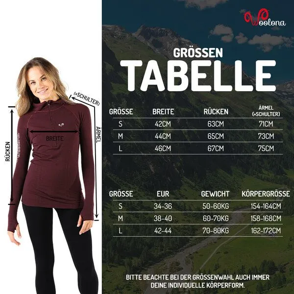 Woolona Woolona Sport Hoodie - DOCCA - Nahtlos (Zip), Pflaume, – Produktbild 1 von 3