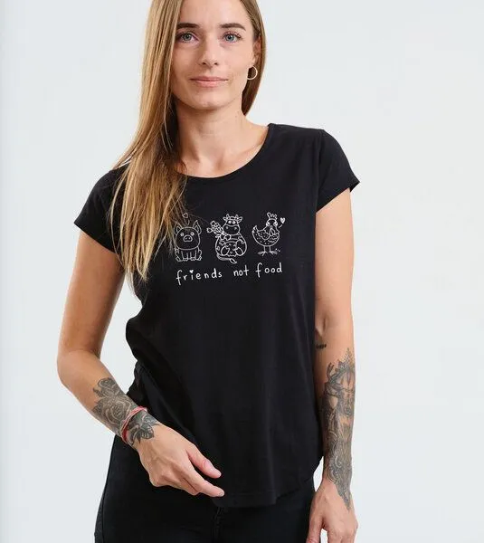 Gary Mash GARY MASH Shirt Asheville Friends not Food aus Bio-Baumwolle, Schwarz, – Produktbild 1 von 4