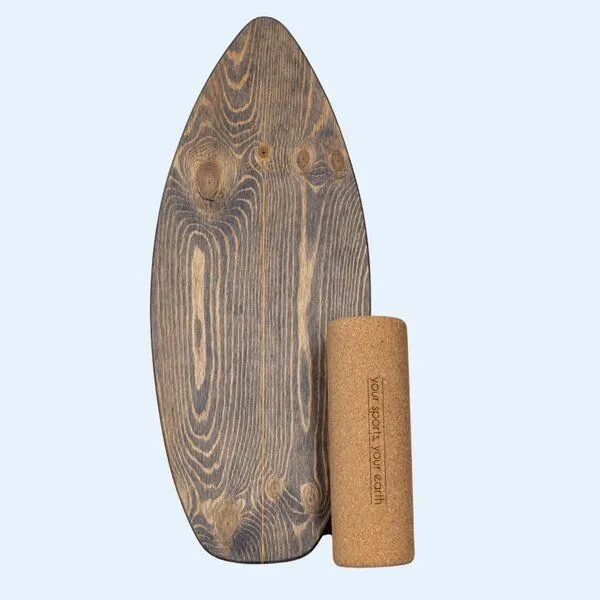 treeletic® treeletic® Balanceboard inkl. Faszienrolle, Retro black (grau), – Produktbild 1 von 3