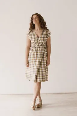 TIRALAHILACHA TIRALAHILACHA Hira wrap midi dress vichy – Produktbild 1 von 1