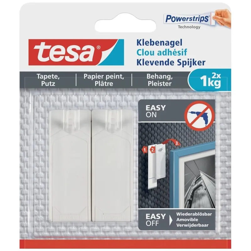 Tesa tesa Verstellbarer Klebenagel für Putz & Tapete, 2 x 1 kg – Produktbild 2 von 3