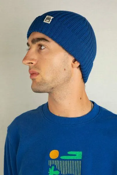 Kiwistories Strickmütze Slim Fit anliegend aus Merino-Wolle Unisex, Königsblau, – Produktbild 1 von 4