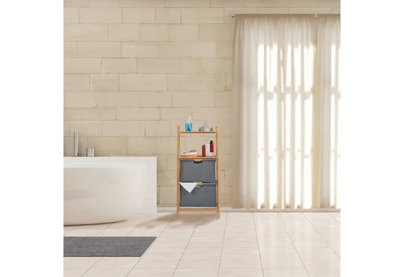 RELAXDAYS RELAXDAYS Standregal Badregal mit Wäschekörben, 1-tlg., Braun, – Produktbild 5 von 5