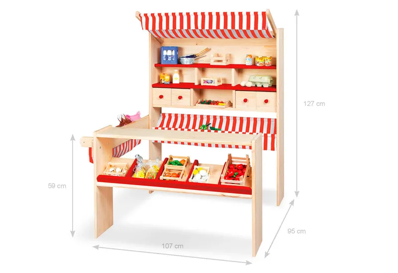 Pinolino Pinolino Marktstand „Lucy”, rot, Natur, – Produktbild 2 von 3