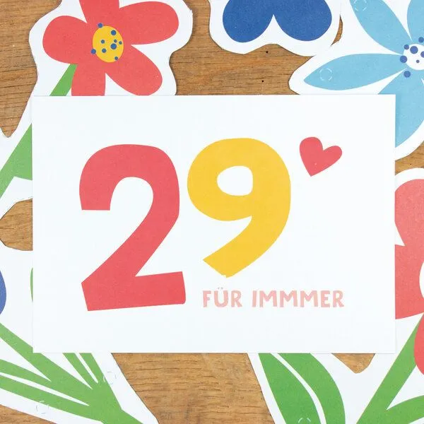 Bow & Hummingbird Bow & Hummingbird Postkarte "29 für IMMMER" aus Recyclingpapier – Produktbild 2 von 3