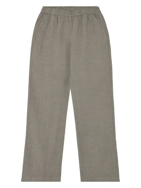 KnowledgeCotton Apparel KnowledgeCotton Apparel POSEY weite, mittelhohe Leinenhose - GOTS/Vegan, Grün (yarndyed-twill), – Produktbild 1 von 3