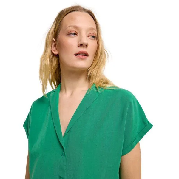 LANIUS LANIUS Kurzarmbluse aus Tencel und Leinen, Green (grün), – Produktbild 4 von 4