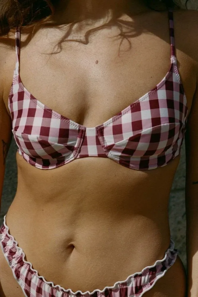 Nénés Nénés Damen vegan Bikinioberteil Mona Pink Vichy, Rosa, – Produktbild 2 von 2