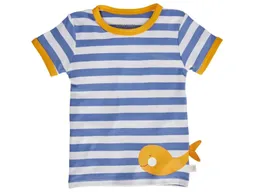 HANS NATUR Kinder T-Shirt Bio-Baumwolle Wal blau-off white Gr.122/128 – Produktbild 1 von 1