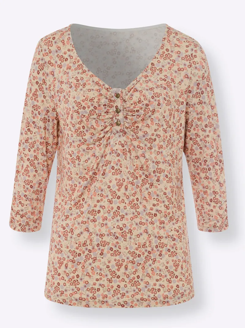heine Print-Shirt sand-papaya-bedruckt, Sand-papaya-bedruckt, – Produktbild 2 von 2