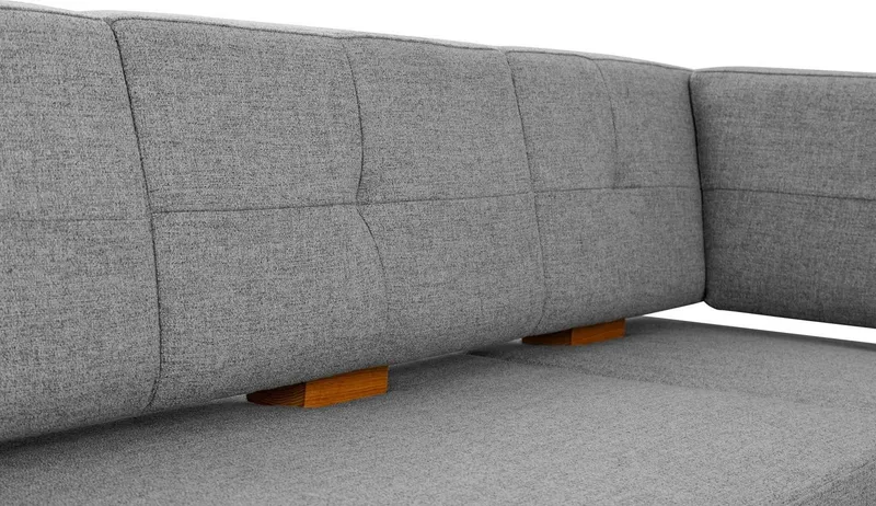 OTTO home Eckbank Ponza Polsterbank, Esszimmerbank, mit Massivholzgestell, Küchenbank in tollen Farben, Breite 201x161 cm, Braun|grau, – Produktbild 6 von 7