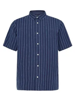 KnowledgeCotton Apparel KnowledgeCotton Apparel Lockeres Kurzarmhemd Pinstriped aus Bio-Leinen – Produktbild 1 von 1