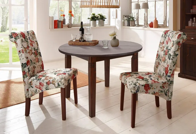OTTO home Esstisch Danuta, Tisch, Speisetisch, aus massiver Kiefer, runde Ausführung, Braun, – Produktbild 2 von 5