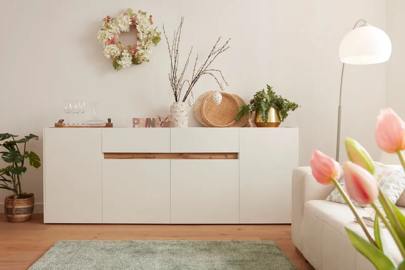 Home affaire Sideboard City/Giron, moderner Schrank, Kommode, Stauraumschrank, zeitlos, modern, ausreichend Stauraum, vielseitig einsetzbar, Weiß, – Produktbild 5 von 5