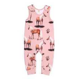 Walkiddy Baby Strampler GOTS zertifiziert Bio-Baumwolle Rosa Pferde-Print langarm – Walkiddy – Produktbild 1 von 1