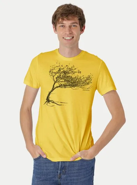 Peaces.bio - handbedruckte Biomode Peaces.bio - handbedruckte Biomode Bio-Herren-T-Shirt "Windy Tree", Gelb, – Produktbild 2 von 2