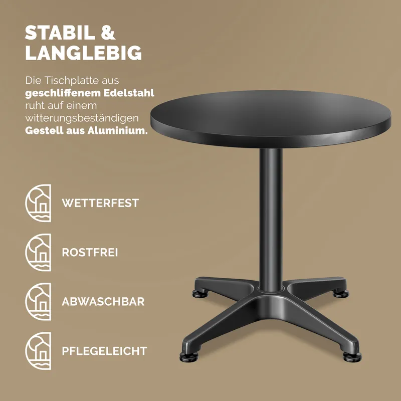 Casaria® Stehtisch 2er-Set Ø60cm höhenverstellbar 70/115cm Alu Schwarz – Produktbild 2 von 2