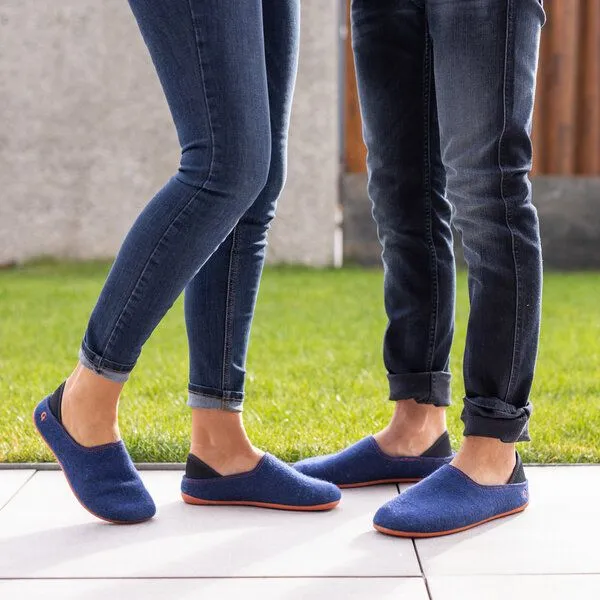 Gottstein Gottstein Filzhausschuh Wool Slip-On aus 100% Schurwolle - für Damen & Herren - Rutschfeste Gummisohle, Dunkel-blau, – Produktbild 2 von 4