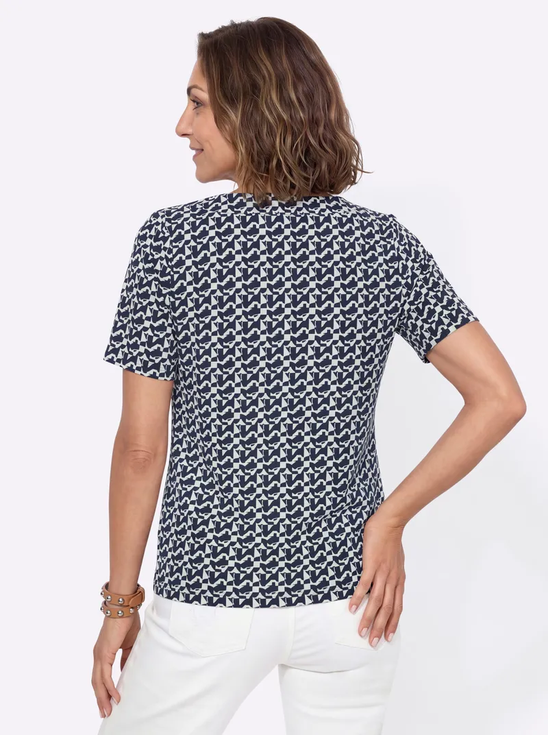 Witt Shirt marine-ecru-bedruckt, Marine-ecru-bedruckt, – Produktbild 2 von 2