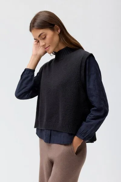 People Wear Organic People Wear Organic Strick Pullunder, Dunkelblau, – Produktbild 4 von 4