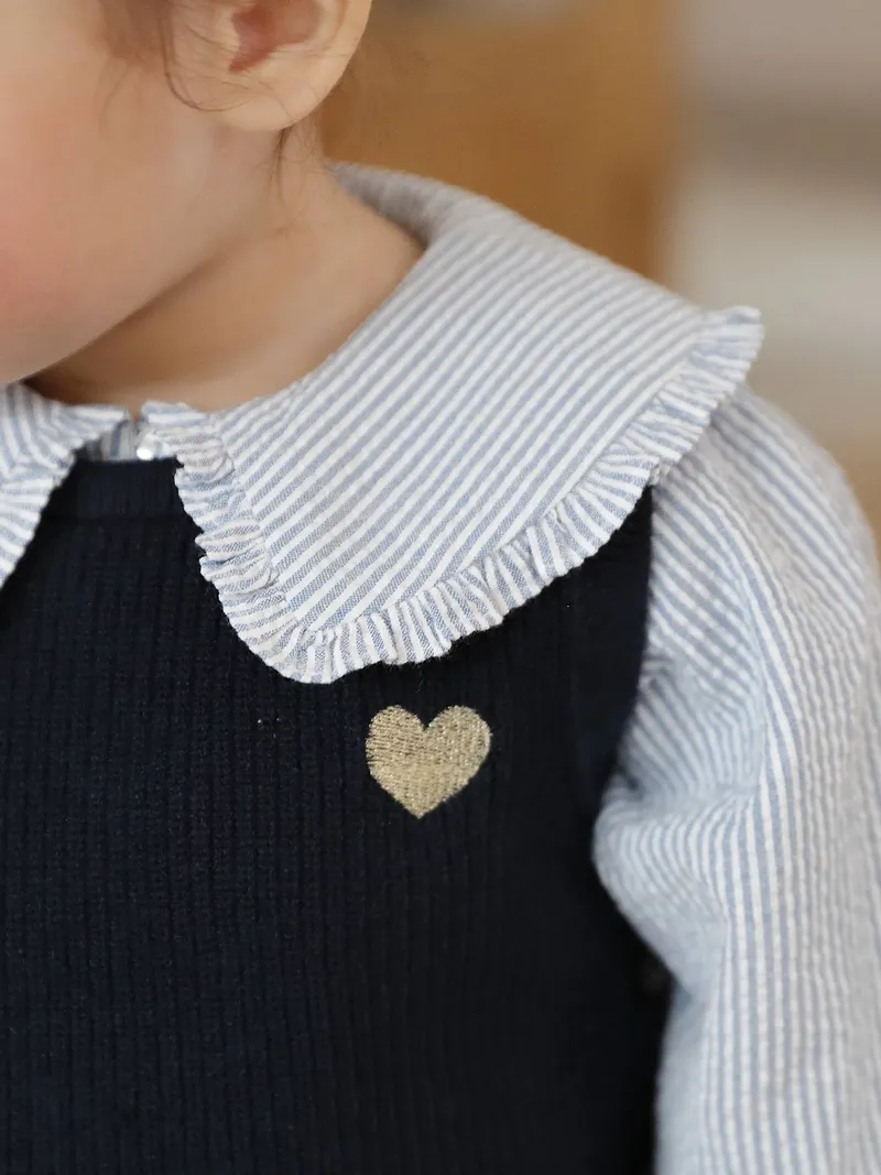 Vertbaudet Baby Pullunder mit Herz-Stickerei, Marine, – Produktbild 3 von 4
