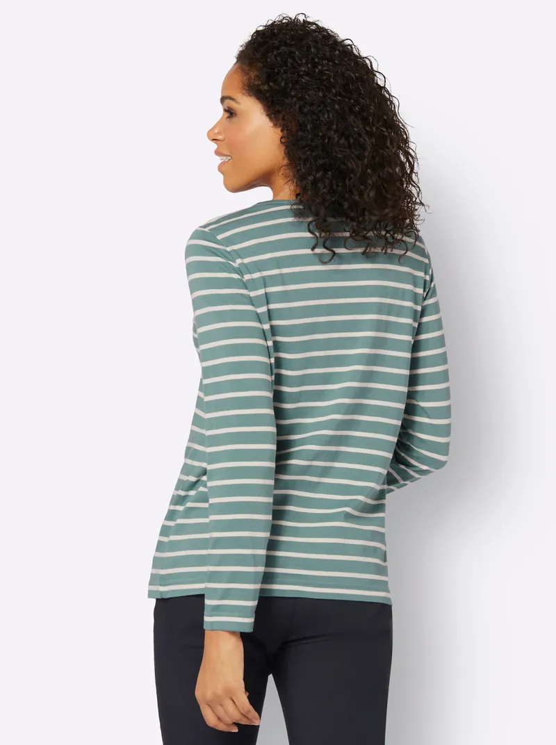 Witt Ringelshirt jade-ecru-gestreift, Jade-ecru-gestreift, – Produktbild 2 von 2