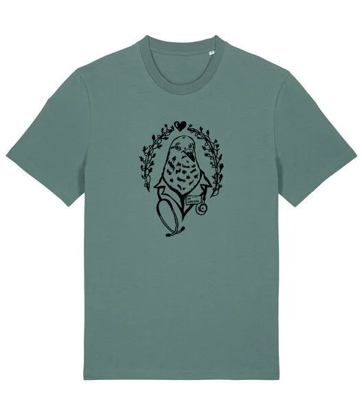 päfjes päfjes Taube Dr. Gurr Gurr - Fair Wear Unisex Bio Vegan T-Shirt, Grün (green bay), – Produktbild 2 von 4