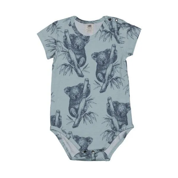 Walkiddy Kurzarm Baby Bodys GOTS & BIO | Walkiddy, Blau mit koala print, – Produktbild 1 von 2
