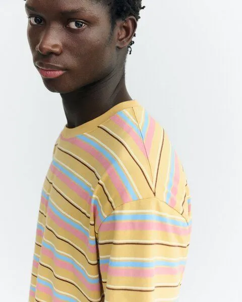 thinking mu thinking mu Streifen T-Shirt Modell: Aaron, Sahara sun (gelb), – Produktbild 3 von 5