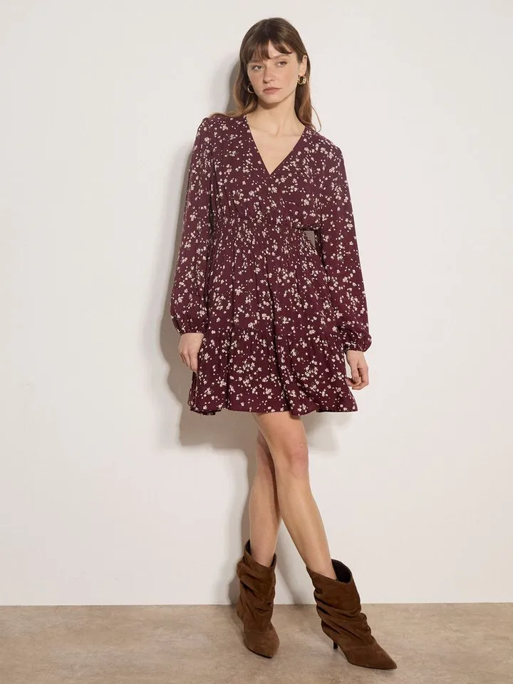 Apricot Apricot Minikleid Daisy Spray Wickelkleid mit Blousonärmeln, Rot, – Produktbild 3 von 5