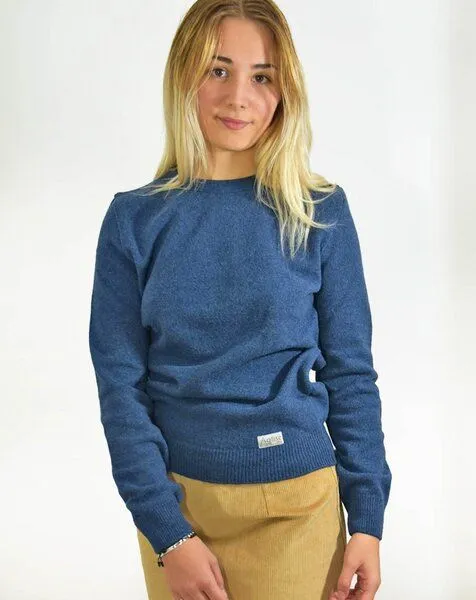 Aatise Aatise Zyclos Pullover, Rundhalsausschnitt, recycelter Wolle, Blau, – Produktbild 3 von 4
