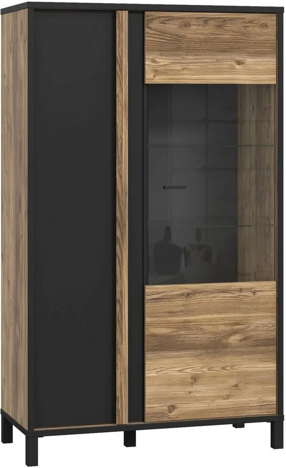 FORTE Highboard Hayato, Höhe ca. 159 cm, Braun|schwarz, – Produktbild 2 von 5