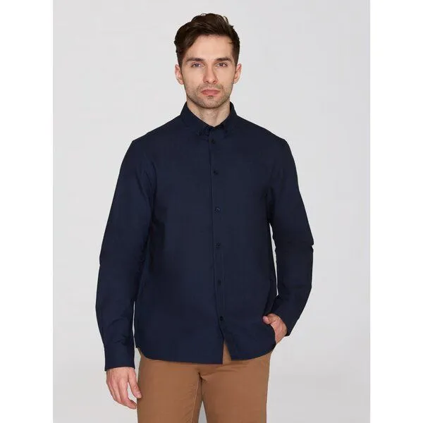 KnowledgeCotton Apparel KnowledgeCotton Apparel Regular Hemd HARALD Small Owl Oxford aus Bio-Baumwolle - ROC/GOTS/Vegan, Blau (total eclipse), – Produktbild 1 von 1