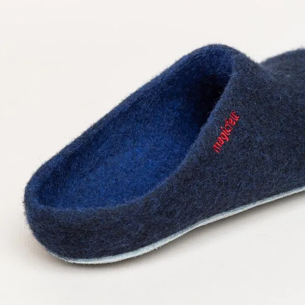 Magicfelt Magicfelt Filz-Hausschuh AP 701 aus 100% Merino-Wolle Pantoffeln für Damen & Herren mit Ledersohle, Dunkel-blau, – Produktbild 3 von 4