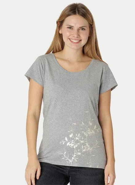 Peaces.bio - handbedruckte Biomode Peaces.bio - handbedruckte Biomode Damen Loosefit Shirt Buchenzauber, Hellgrau, – Produktbild 1 von 2