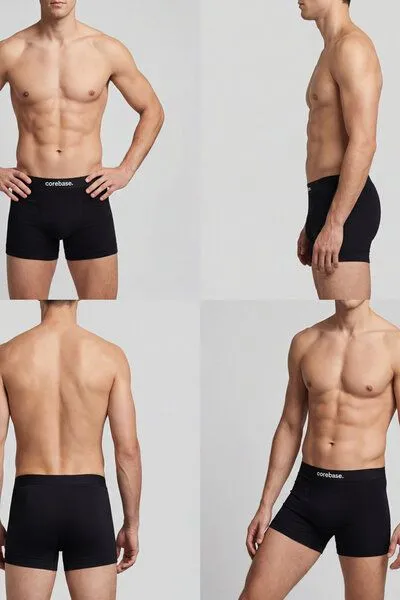 COREBASE COREBASE Herren Boxershorts Trunks – 3er Pack aus Bio-Baumwolle, Schwarz, – Produktbild 2 von 2