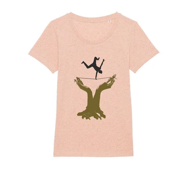 Spangeltangel Spangeltangel T-Shirt "Slackline", Sport, Hobby, bedruckt, Siebdruck, für Frauen, Rosa, – Produktbild 1 von 3