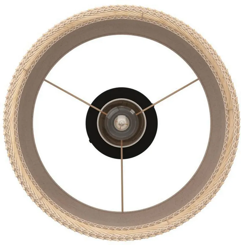 EGLO EGLO Deckenleuchte TABLEY Deckenlampe, Wohnzimmerlampe, Leinen, Bambus, Natur, E27, ohne Leuchtmittel, Wohnzimmer, Schlafzimmer, Flur, Küche, modern, gemütlich, 38x23,5cm, Beige|braun|schwarz, – Produktbild 3 von 5