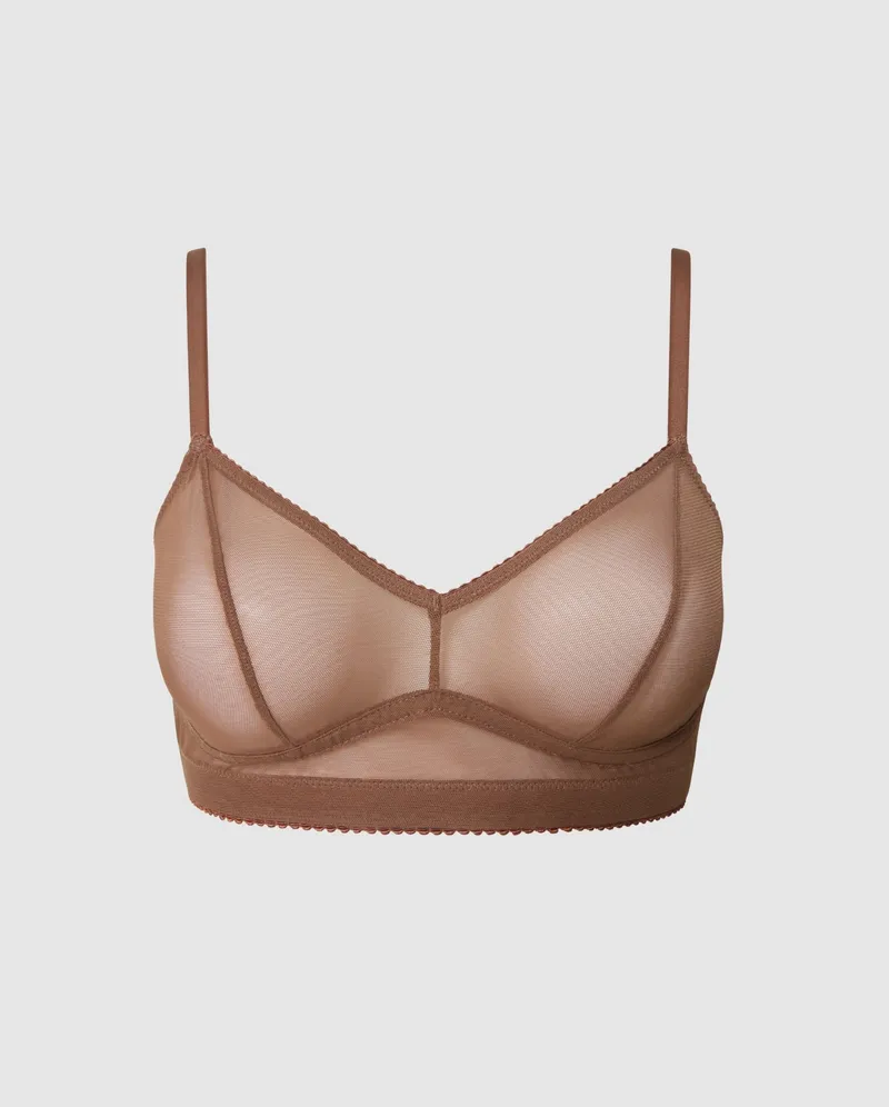 Understatement Understatement Damen vegan Bralette Mesh Balconette Mocha, Braun, – Produktbild 1 von 2