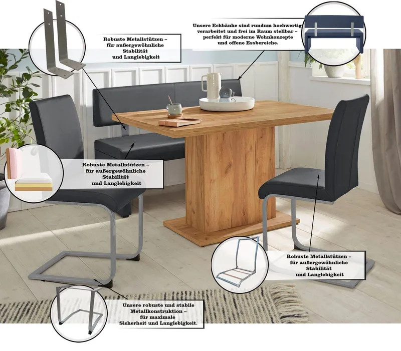Home affaire Sitzbank Charissa, mit Lehne, Breite 140, 160 oder 180 cm, Schwarz, – Produktbild 1 von 6