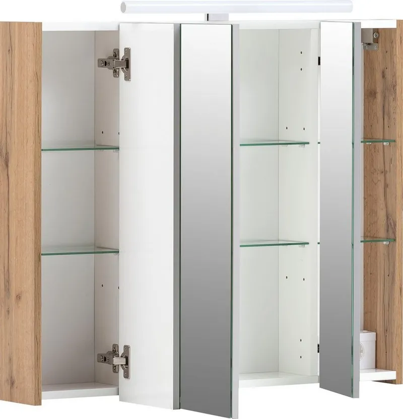 Schildmeyer Spiegelschrank Duo, Spiegelschrank, Made in Germany, B: 80 cm Solide Verarbeitung - Dieses Produkt ist in Deutschland gefertigt, Braun, – Produktbild 3 von 5