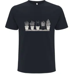 Spreecult Spreecult Blumen Katze - Bio und Fair - Männer Unisex T-Shirt - Pot Cat – Produktbild 1 von 1