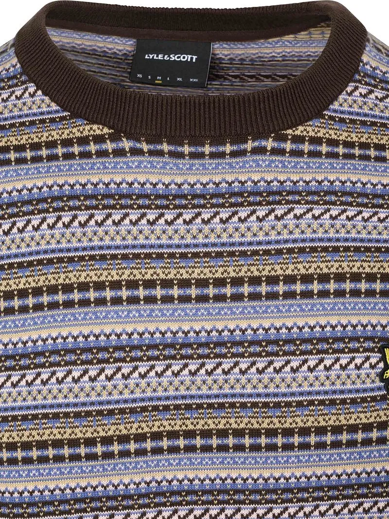 Lyle and Scott Lyle & Scott Pullover Crewneck Fairisle Ebony - Größe M, Multicolour, – Produktbild 4 von 5