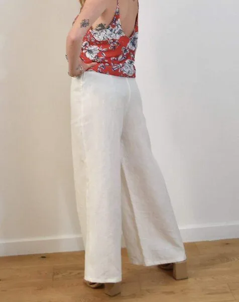 Aatise Aatise Leinenhose weit mit hohem Taillenbund Zove 100% Leinen, Weiß, – Produktbild 3 von 3