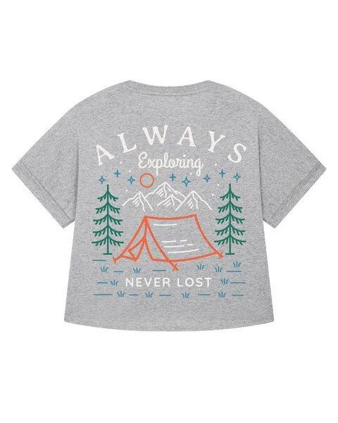 watapparel watapparel Oversize T-Shirt Frauen Always exploring never lost, Heather grey, – Produktbild 2 von 2