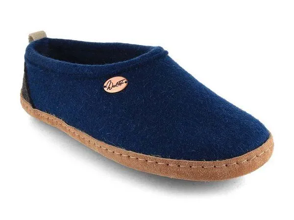 WoolFit WoolFit Homeoffice Hausschuhe 'Highland' aus 100% Wolle mit vegetabiler Ledersohle, Blau, – Produktbild 1 von 4