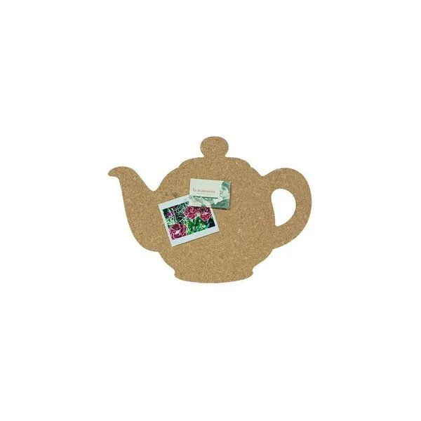 Kork-Deko Kork-Deko Kork-Pinnwand Teekanne 42x30cm mit Pins und Kleber zum Aufhängen – Produktbild 1 von 6