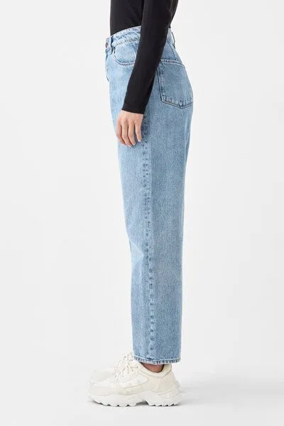 DAWN Damen Jeans Wide Straight Non-Stretch DAWN Bio-Baumwolle, Light blue, – Produktbild 2 von 4